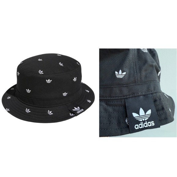 adidas Other - Adidas Originals Trefoil Bucket Hat Black OSFM AOP NWT Festival Concert Oasis